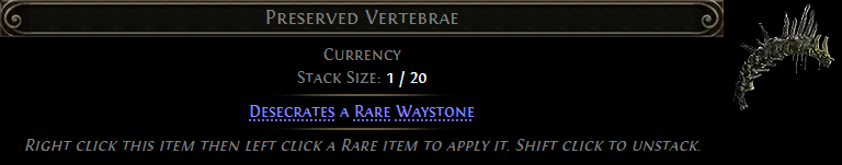 MMOJUGG Path of Exile 2 Preserved Vertebrae * 5 Details View of Item Function and Use